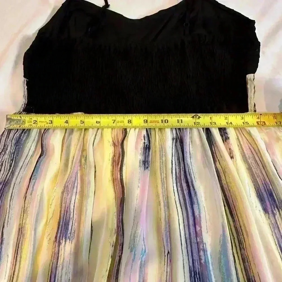 Bar III Long Dress w/Pleated Black Top, long & Breezy (Multi-Color) Size XL - Picture 9 of 10